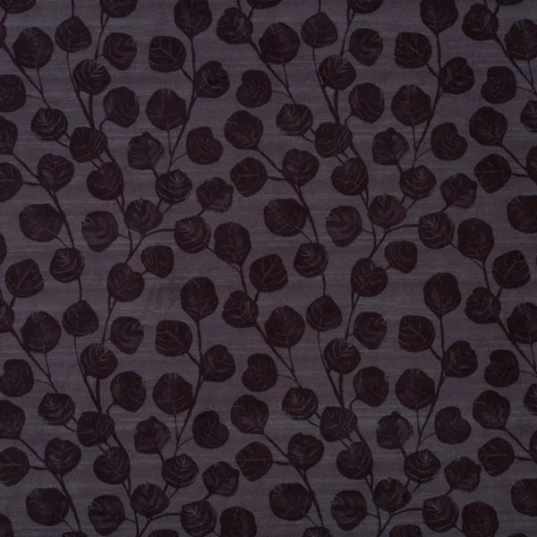 Image of Linda Barker Ursulas Vine Velvet Curtain Fabric Grey Dark