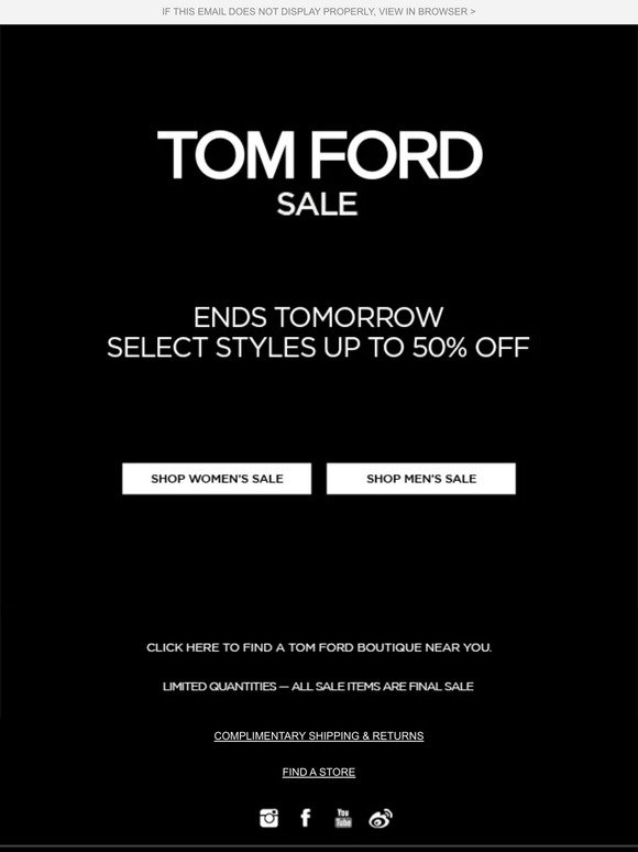 Tom Ford Email Newsletters: Shop Sales, Discounts, and Coupon Codes