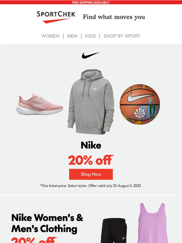 Nike: 20% Off Clothing + Shoes