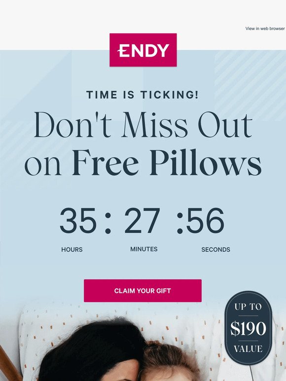 Quick, grab your 2 free pillows! ⏳