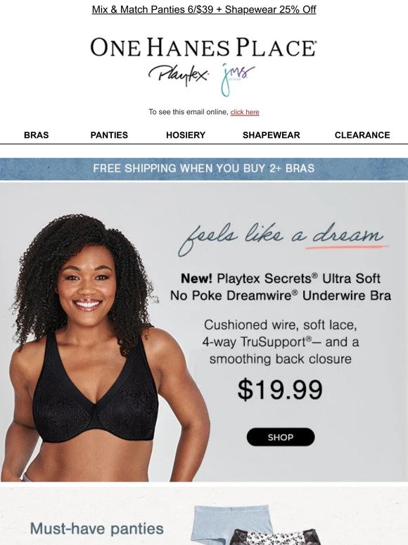 NEW! $19.99 Playtex Dreamwire Bra Closes in Back