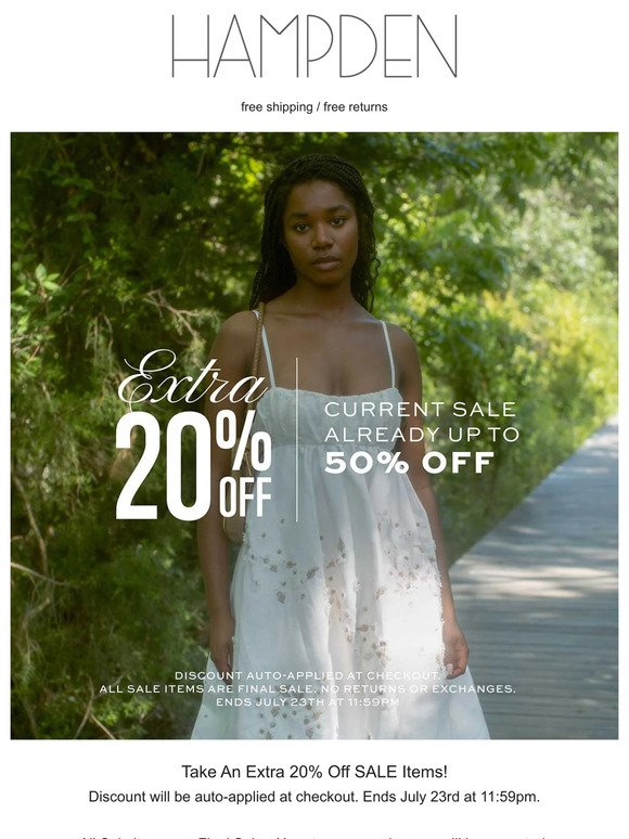 Last Chance To Get An Extra 20% Off SALE!