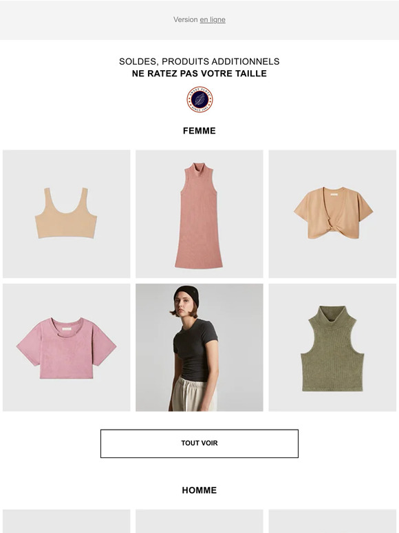 Soldes : produits additionnels et dernières tailles !