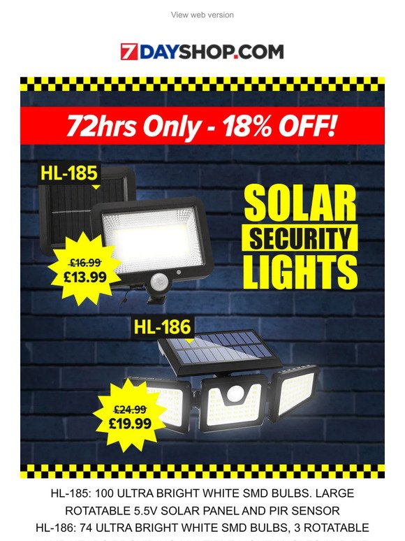 72hrs Only - 18% Off Solar Security Lights