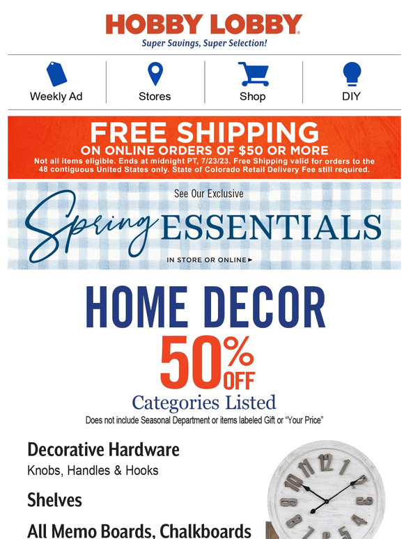 Hobby Lobby Hello Sunday! Click, Shop & Relax Milled