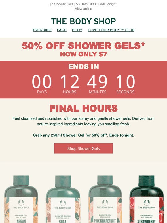 You won't want to miss 50% off* our Shower Gels & Bath Lilies - say hello to nature-inspired picks...