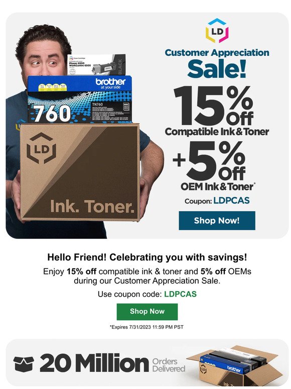 Customer Appreciation Event: 15% Off Compatible, 5% Off OEM Printer Ink
