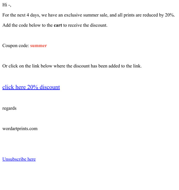 — - 20% off all prints summer sale