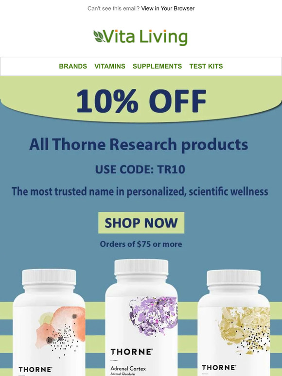 10% Off Thorne Supplements ....Limited Time Only!