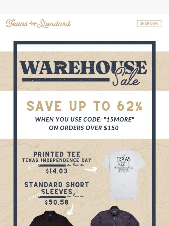 Save Up To 62% - Warehouse Sale Going On Now