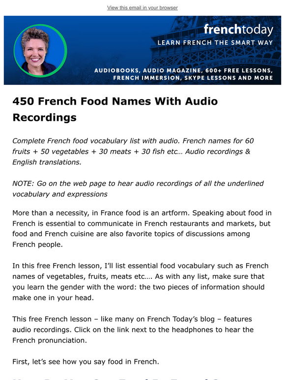 French Food Names + 450 Audio Recordings