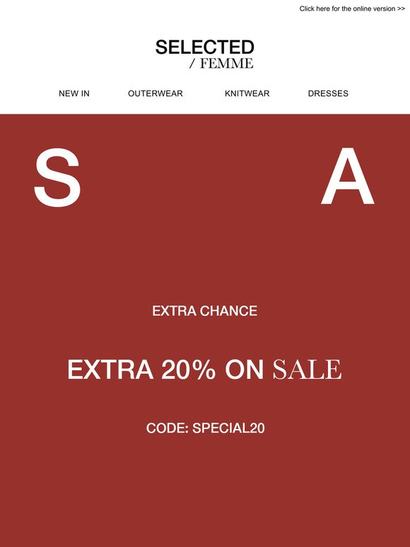 EXTRA CHANCE | 20% EXTRA ON SALE