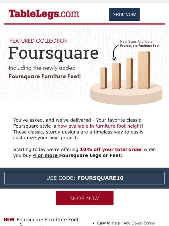 [NEW🚨] Foursquare Furniture Feet Now Available