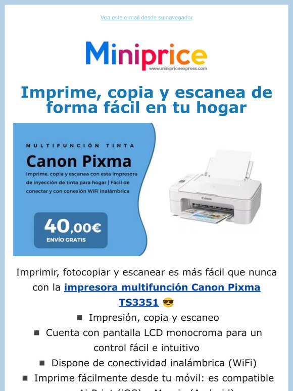 Canon Pixma TS3351 para imprimir, fotocopiar y escanear 😁