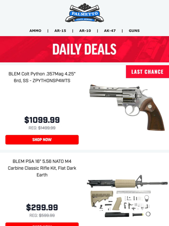 Palmetto State Armory: Back In Stock! | Blem Colt Pythons $1,099.99 ...