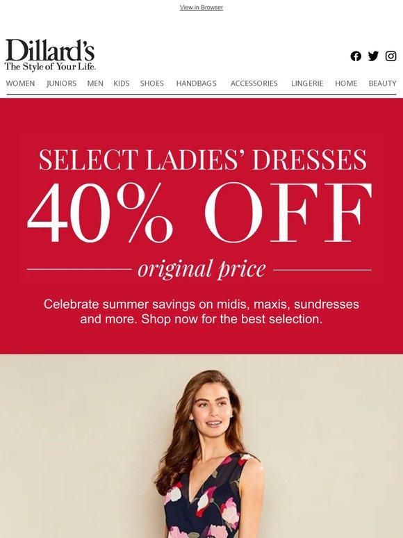 40% Off Select Ladies’ Dresses