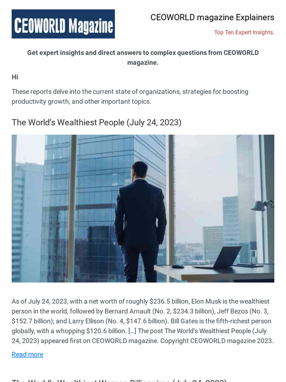 CEOWORLD Magazine: The World’s Wealthiest People (July 24, 2023) | Milled