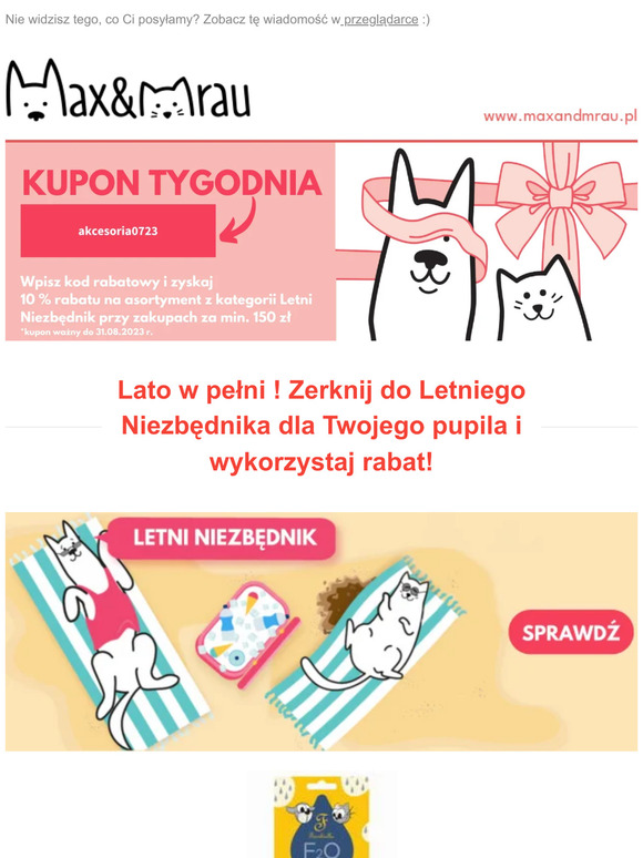 ✂Rabat na akcesoria z Letniego Niezbędnika dla Twojego Pupila🐕🐈✂