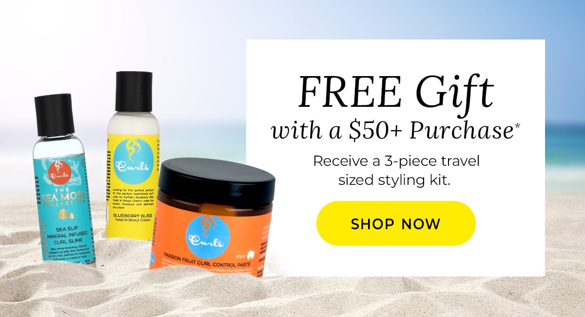 Free gift with a $50+ purchase*. Receive a 3-piece travel sized styling kit. Shop Now.
