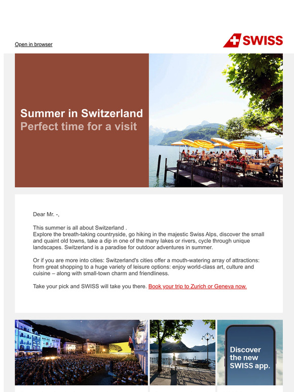 Come and explore Switzerland this summer. ✈️