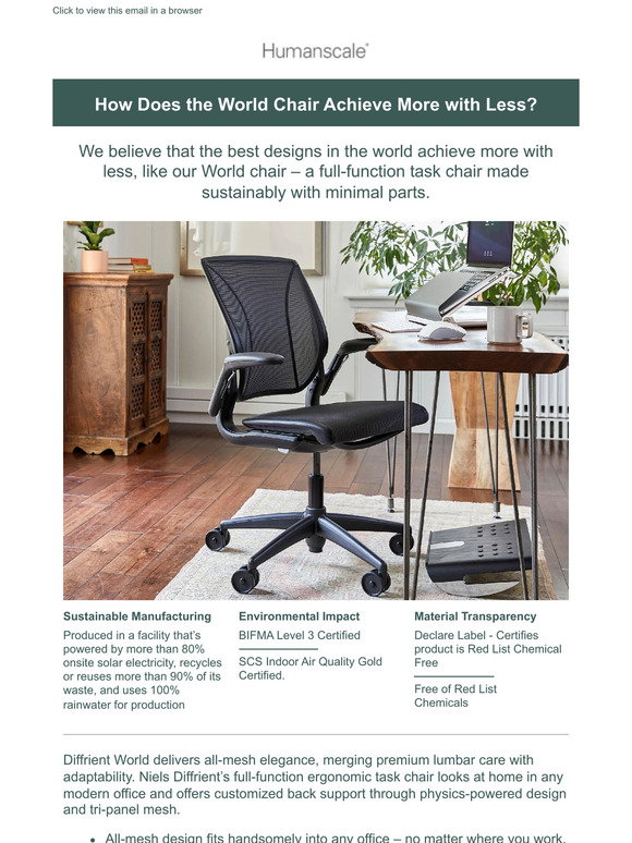 Humanscale: How Does Our World Chair Achieve More with Less? | Milled