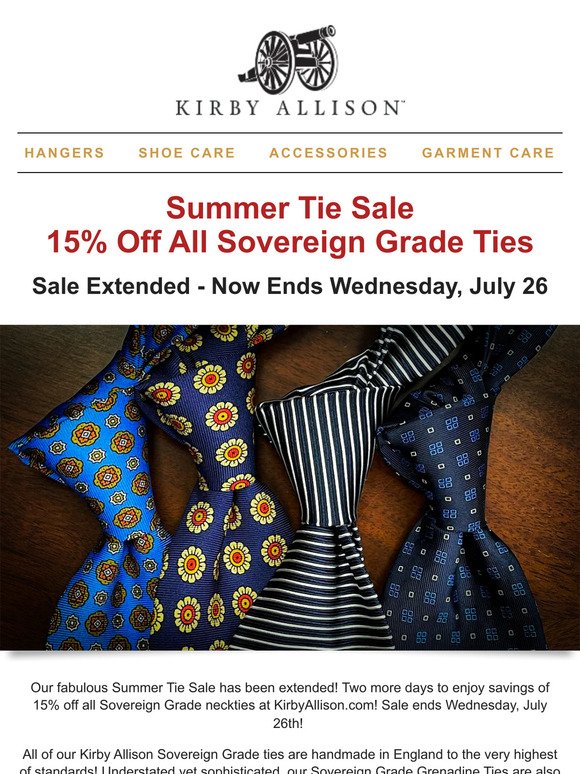 SALE EXTENDED + LAST CALL: Summer Tie Sale | 15% OFF ALL TIES