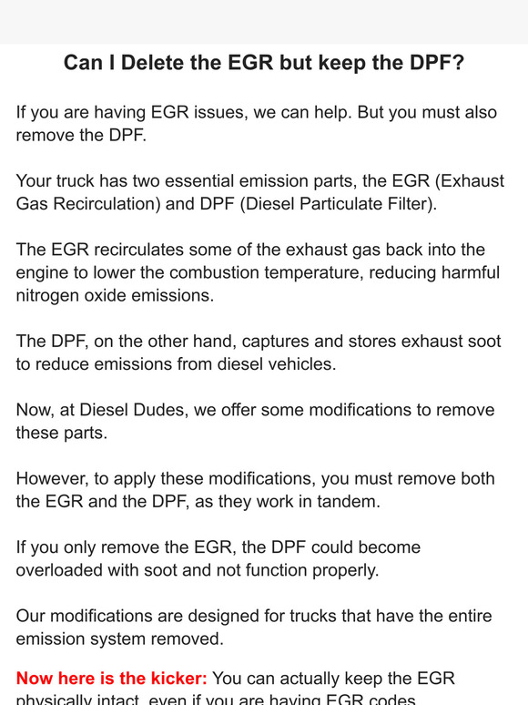 The Diesel Dudes Can I remove the EGR but keep the DPF? 🤔 Milled