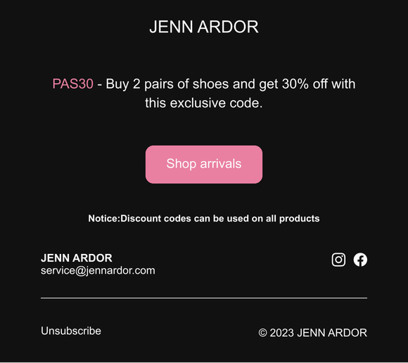 30% OFF discount code: "PAS30" awaits you.
