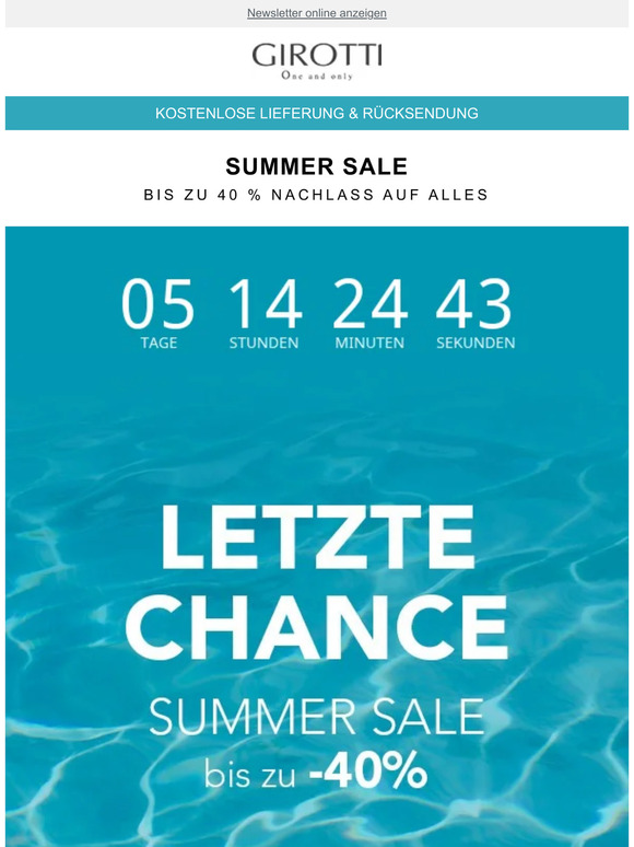 Letzte Chance ⌛ Summer Sale bis zu -40 %