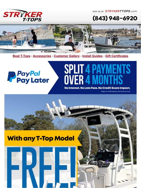 Stryker T-Tops: FREE 5 Fishing Rod Holder Today!