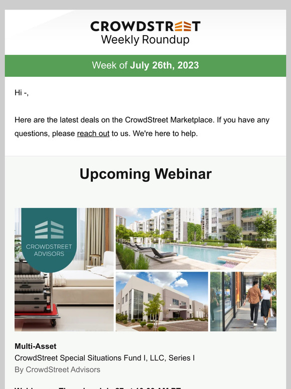 Check out what's new on the CrowdStreet Marketplace.