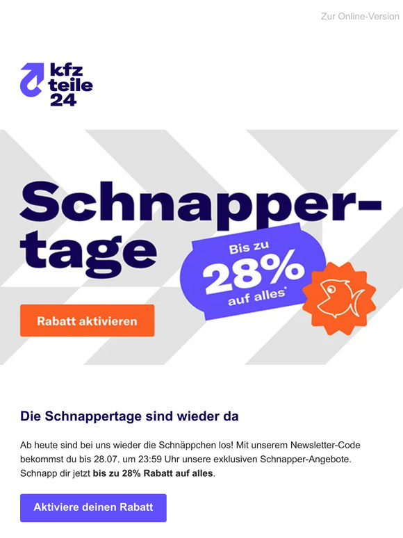 Schnappertage - Bis zu 28% auf alles
