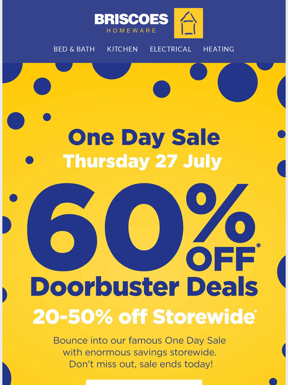 Briscoes ONE DAY SALE starts now! Plus FREE DELIVERY! Milled