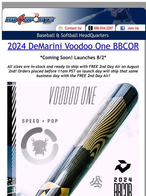 COMING SOON! 2024 Voodoo One BBCOR Launches 8/2! All Sizes In-Stock and Free 2nd Day Air ✈️