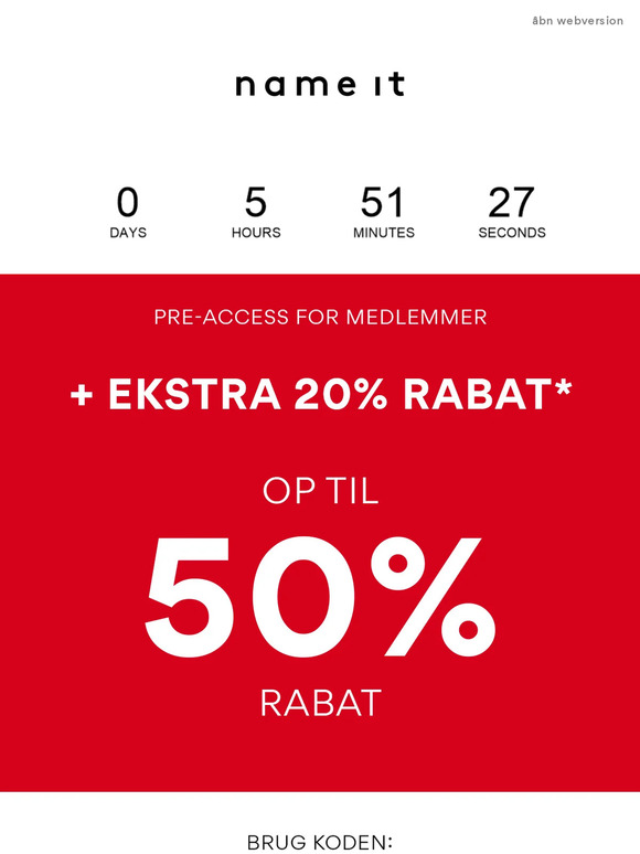 Pre-access slutter snart: 20% ekstra rabat på sale