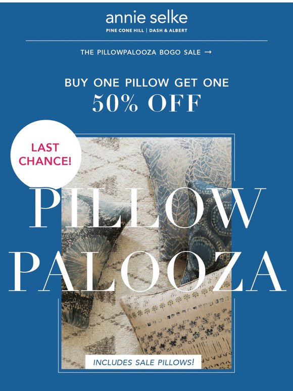 Last Chance! Buy One Pillow, Get One 50% Off.
