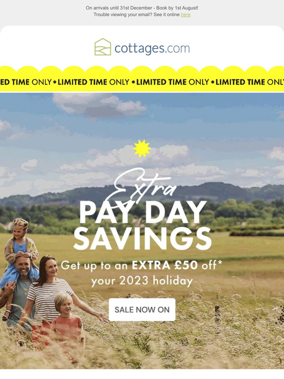 📣 EXTRA PAY DAY SAVINGS* ⏳ NOW ON