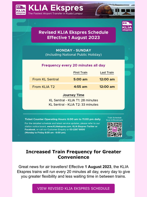 Increased KLIA Ekspres Frequency from 1 August 2023