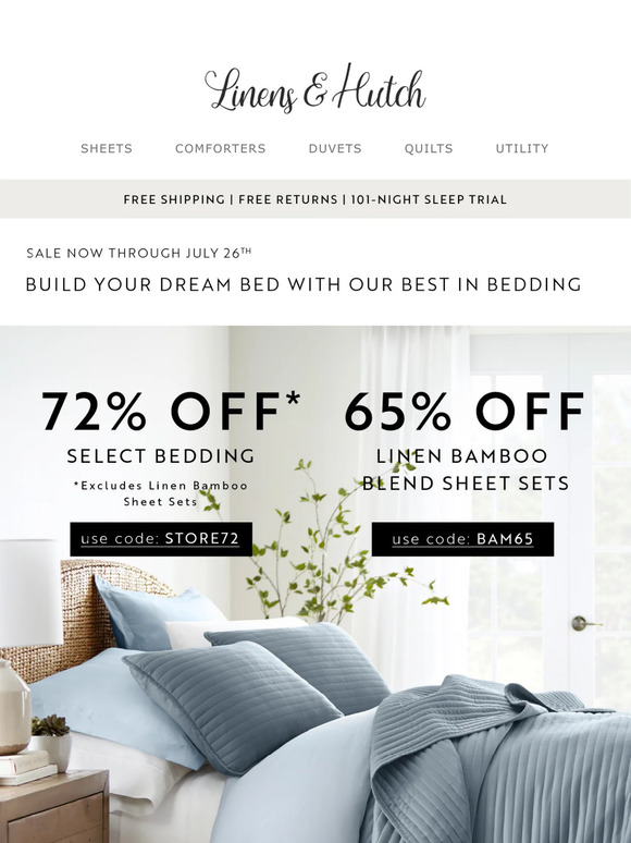Ends Soon: 72% Off Select Bedding + 65% Off Linen Bamboo Blend Sheets