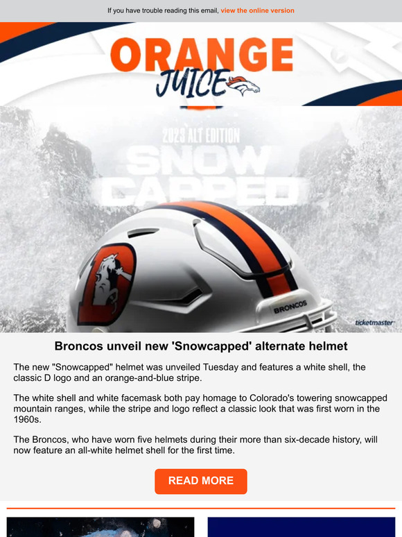 Denver Broncos unveil snowcapped alternate helmet to be worn 2 games this  season - CBS Colorado