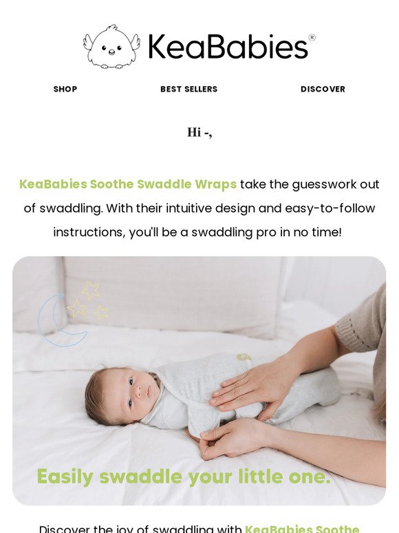 Swaddling made easy with KeaBabies Soothe Swaddle Wraps.
