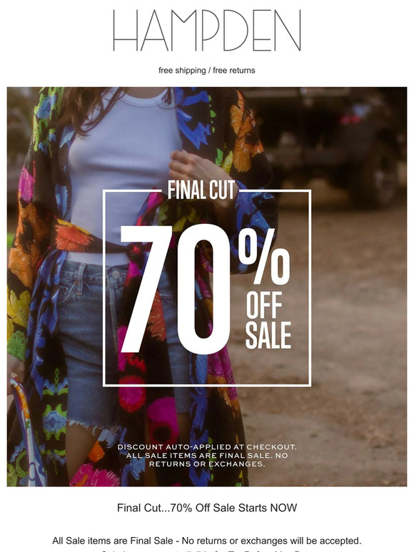 Final Cut...70% Off Sale Starts NOW