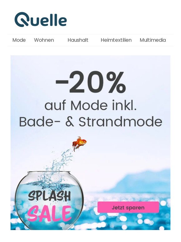 Nur noch heute: Splash Sale mit -20% auf Mode, inkl. Bade- & Strandmode