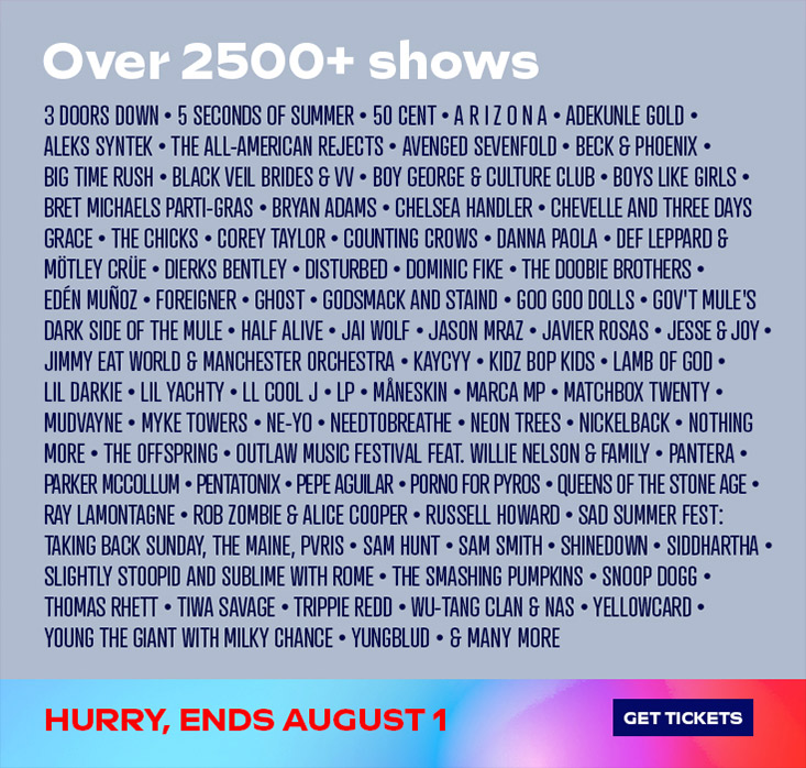 LiveNation Summer's Live Is Here Get 4 Tickets for 80 ALLIN! Milled
