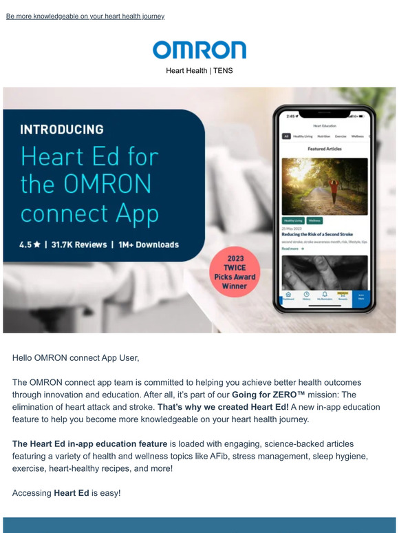 Omron Healthcare NEW Educational Features in the OMRON connect App