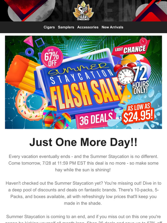 Ending Soon: Summer Staycation Flash Sale
