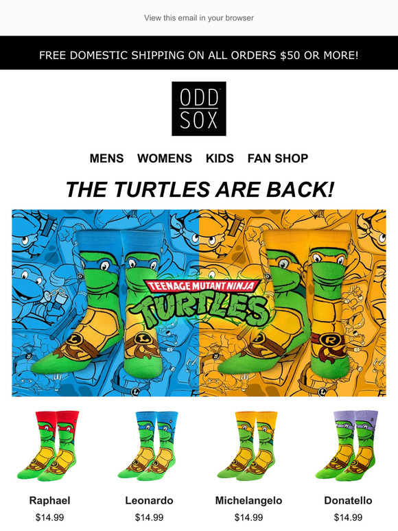 Odd Sox, Nickelodeon Tmnt Teenage Mutant Ninja Turtles, 90's