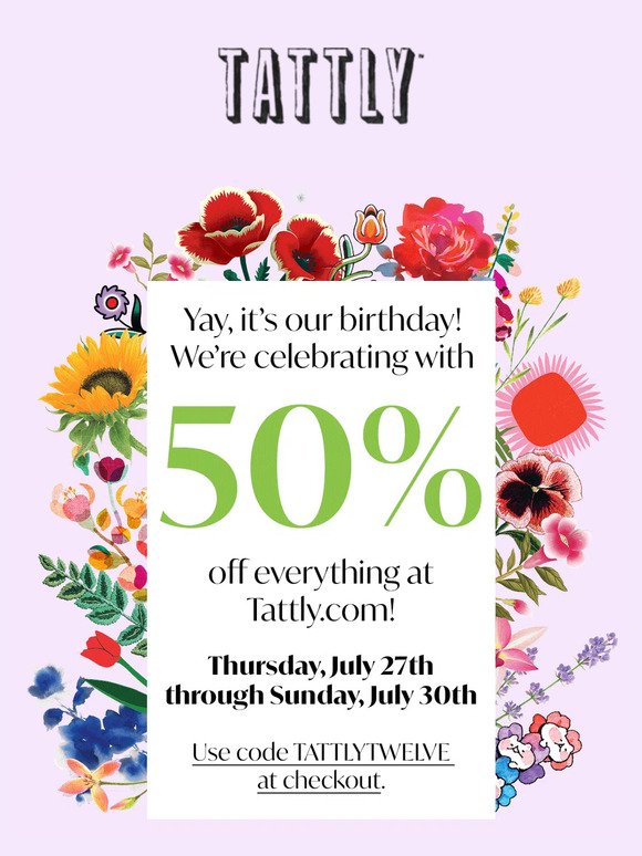 Yay We're 12! Take 50% Off Today Through Sunday