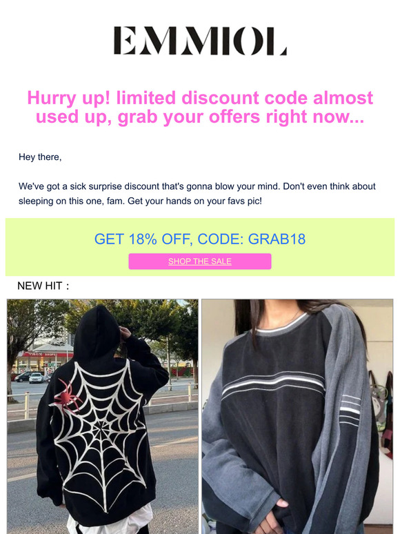 EMMIOL: Hurry up! limited discount code almost used up, grab your offers  right now