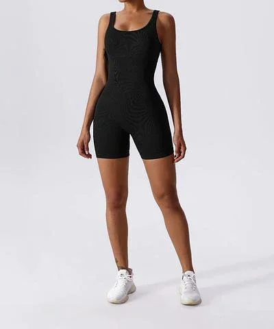 Ribbed Solid Color Tummy Control Sleeveless Seamless Jumpsuit